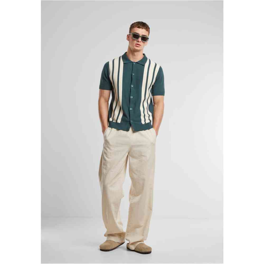 Urban Classics - Knit Retro Overhemd - Groen/Creme